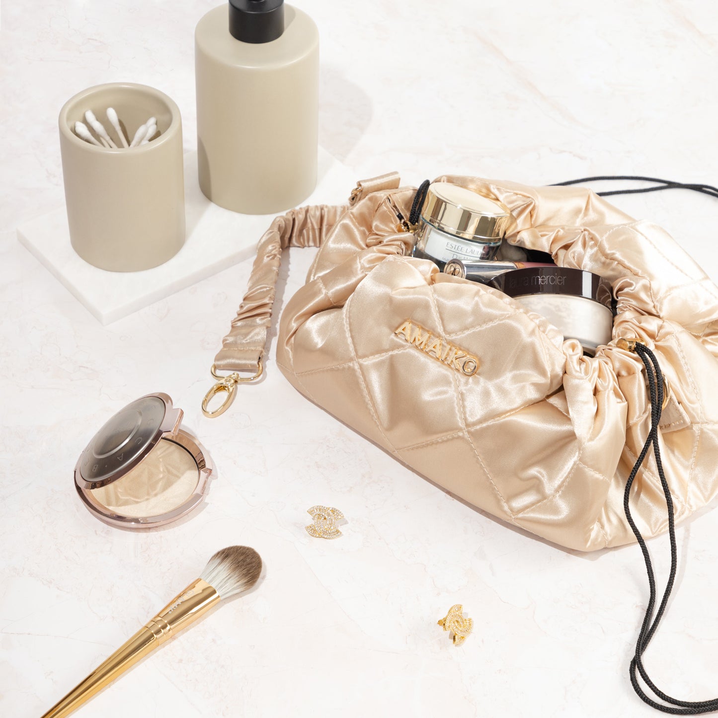 Lay Flat Make Up Bag - Champagné
