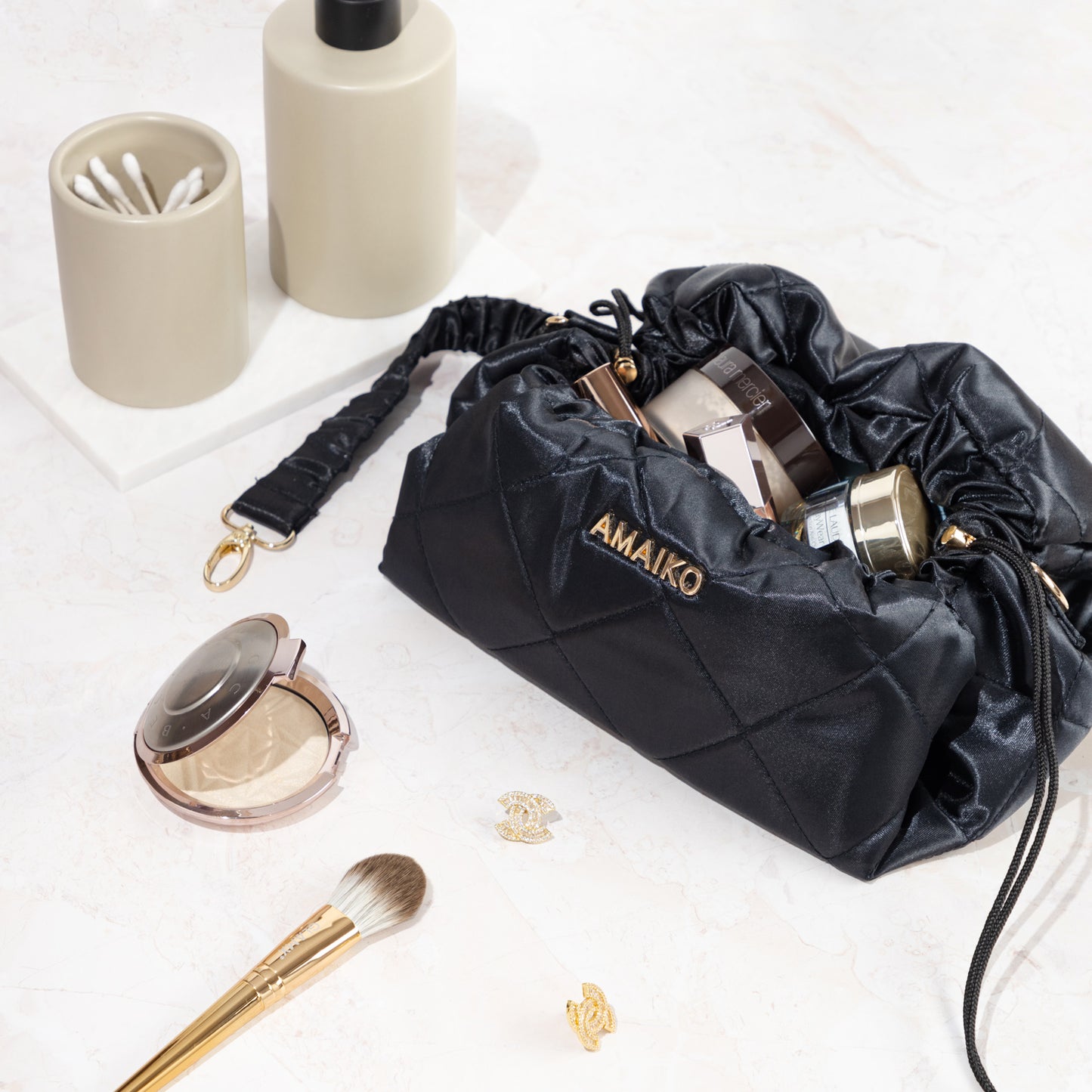 Lay Flat Make Up Bag - Noire
