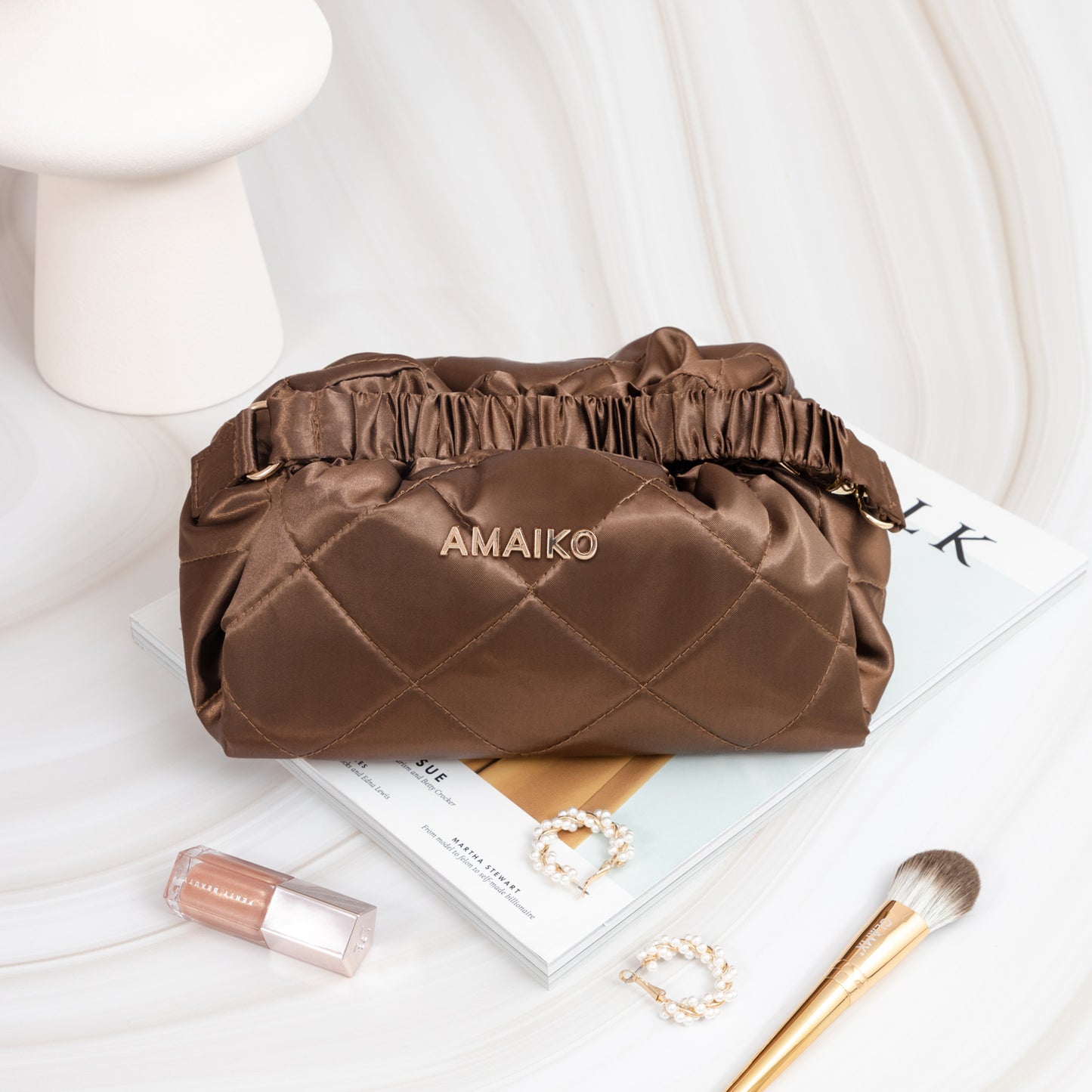 Lay Flat Make Up Bag - Bronzé