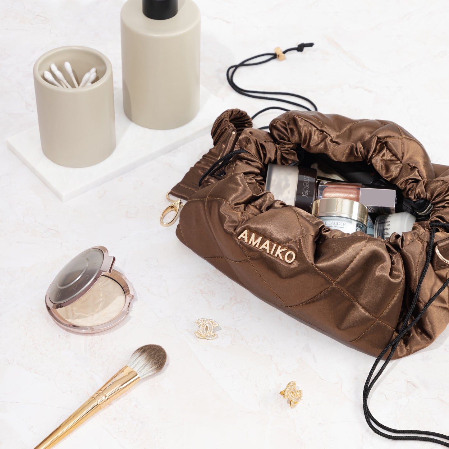 Lay Flat Make Up Bag - Bronzé